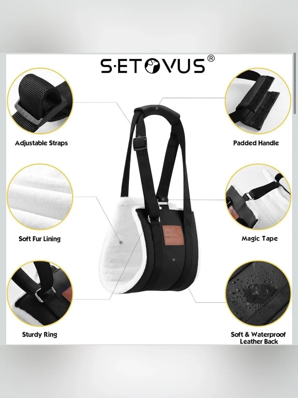 S-ETOVUS Adjustable Dog Lifting Harness, Large Ultra-soft, Strong and Durable, P